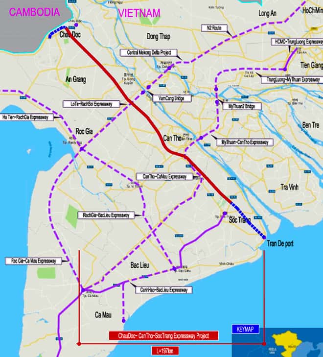 Cao tốc Châu Đốc – Cần Thơ – Sóc Trăng là một trong hai tuyến cao tốc trục ngang quan trọng của vùng đồng bằng sông Cửu Long được ưu tiên triển khai giai đoạn 2021 - 2025.